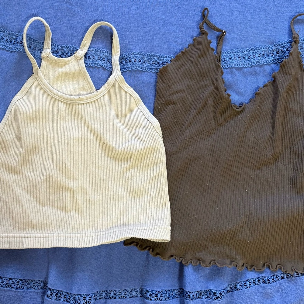 Intimately Free People Women’s Ribbed Tank Tops - Cream and Brown